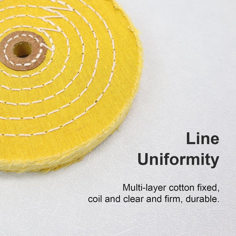 SCOTTCHEN Buffing Polishing Wheel 6 inch Treated Yellow Cotton Medium(42 Ply) with 1/2 inch Arbor Hole for Bench Grinder - 1 Pack - Image 3